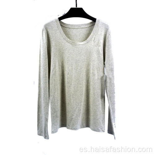 Top de cuello redondo elástico para mujer